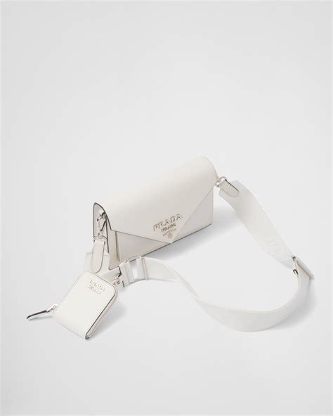 prada envelop|White Saffiano Leather Mini Envelope Bag .